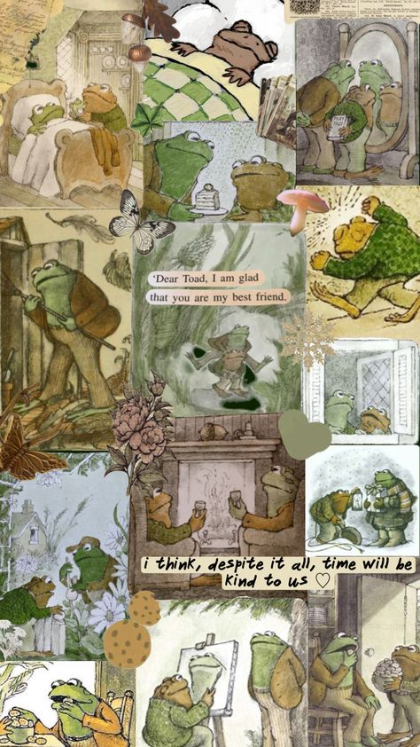 Frog And Toad Wallpaper, Toad Wallpaper, Frog And Toad Aesthetic, Winnie The Pooh Background, Vintage Phone Wallpaper, Cottagecore Wallpaper, Frog Wallpaper, Quotes Books, Music Vibes