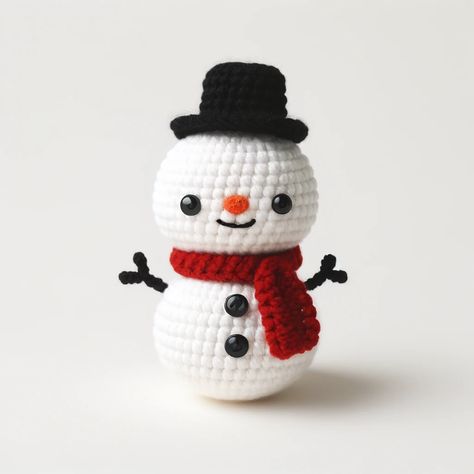 Snowman Amigurumi Crochet Pattern for Beginners Mini Snowman Crochet Patterns Free, Crochet Snowman Free Pattern Snow Man, Christmas Crochet Snowman, Crochet Snow Man, Small Crochet Snowman, Easy Crochet Snowman Free Pattern, Free Snowman Crochet Patterns, Crochet Snowman Ornament, Mini Snowman Crochet