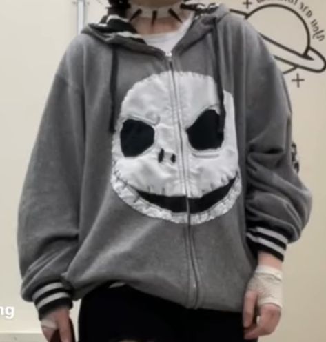 keywords: grey nightmare before christmas zip-up hoodie, alternative style, diy sewing Nightmare Before Christmas Clothing, Nightmare Before Christmas Hoodie, Hoodie Flannel, Hoodie Grunge, Goth Hoodie, Black Zip Up Hoodie, Zipup Hoodie, Sleeping A Lot, Hoodie Diy