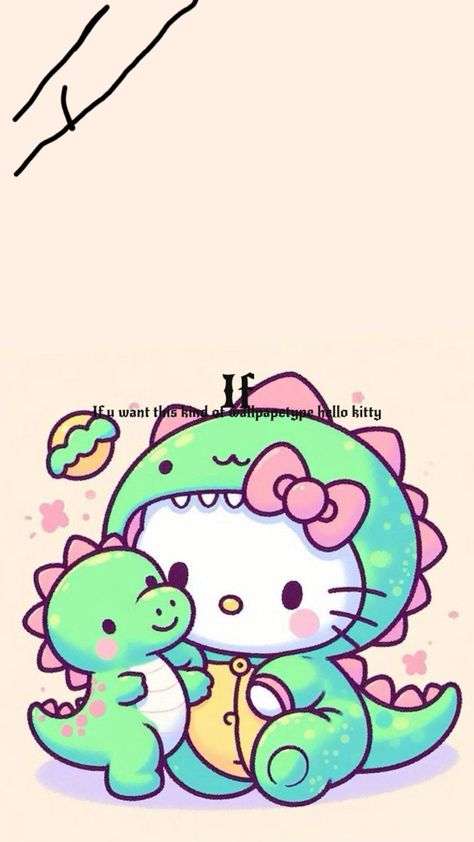 Hello Kitty Dinosaur Wallpaper, Hello Kitty Jurassic Park, Dinosaur Hello Kitty, Hello Kitty Dinosaur, Dinosaur Wallpaper, Jurassic Park, Wallpaper Ideas, Hello Kitty, Kitty