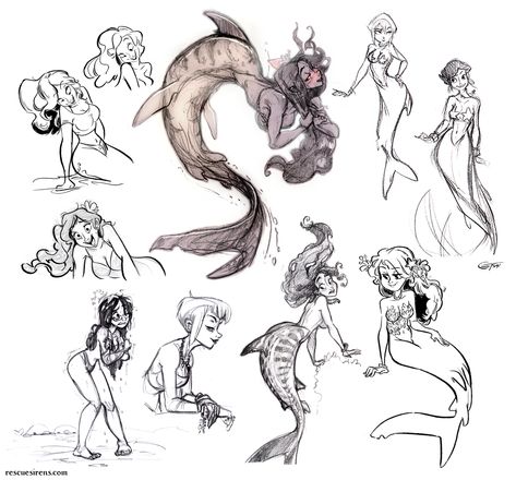 Charicreatures Blog :: Genevieve Tsai Chris Sanders Art, Character Exploration, Chris Sanders, Mermaid Pose, Mermaid Artwork, Mermaid Drawings, Art Tumblr, Mermaids And Mermen, Mermaid Art