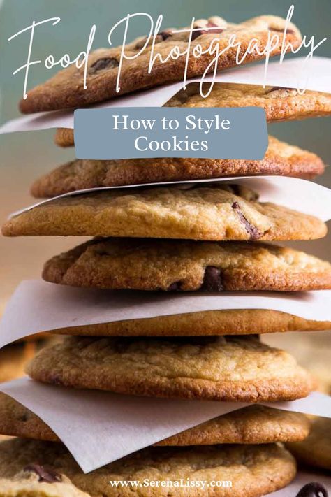 Are you looking to improve your food photography skills for your food blog? The cookie stack is one creative way to style cookies for photos that will help create more appealing dessert photos. To learn more about styling cookies for photography head over to the blog for my top cookie photography styling tips! How To Stage Cookies For Pictures, How To Take Pictures Of Cookies, Cookie Product Shoot, Cookies Display Ideas, Cookie Pictures Ideas, Cookies Photography Ideas Inspiration, Cookie Photography Ideas, Photographing Cookies, Cookies Business Ideas