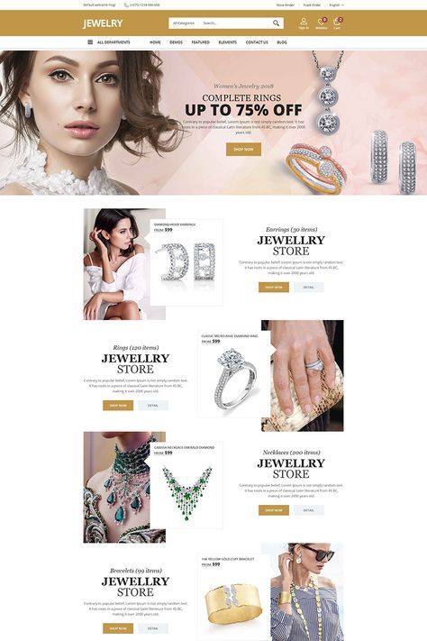 Jewellery Banner, Jewelry Banner, Jewelry Website Design, Website Banner Design, Website Design Wordpress, Woo Commerce Wordpress, Logos Retro, Woocommerce Themes, Fashion Themes