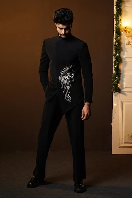 Buy Black Poly Italian Embroidery Cutdana Horse Placement Bandhgala Set For Men by Sanjana reddy Designs Online at Aza Fashions. Bandhgala For Men, Italian Embroidery, Prom Jacket, Indian Wedding Clothes For Men, Placement Embroidery, Groom Dress Men, Marriage Dress, Indian Men, Guru Quotes