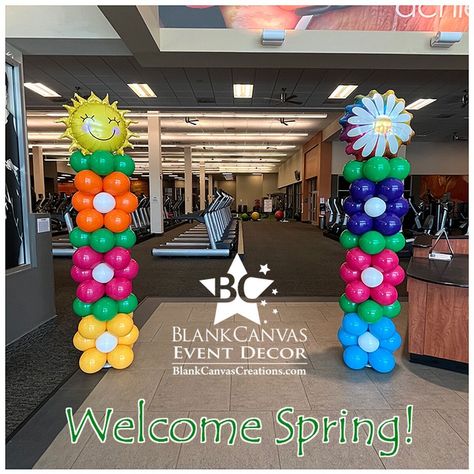 Balloon Inspiration, Balloon Designs, Floral Balloons, Column Design, Balloon Columns, Balloon Flowers, Colourful Balloons, Balloon Design, Welcome Spring