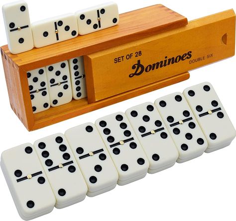 Dominoes Double 6 for Family Games - Double Six Standard Dominos Set 28 Tiles with Brown Wood Case

Age Range (Description): Adult and Kid
Number of Players: 4
Brand: Queensell
Theme: Game
Material: Wood, Plastic, Metal Dominos Set, Family Games For Kids, Tiles Game, Domino Games, Family Boards, Backgammon Set, Tile Games, Dominoes Set, Classic Board Games