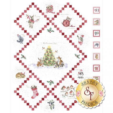 Warm%20Wishes%20MASD6310-UW%20Panel%20by%20Maywood%20Studio:%20Warm%20Wishes%20is%20an%20adorable%20Christmas%20collection%20by%20Hannah%20Dale%20for%20Maywood%20Studio.%20100%%20Cotton.%20This%20fabric%20is%20digitally%20printed,%20giving%20it%20brighter,%20more%20vibrant%20colors%20and%20beautiful%20detail%20not%20available%20in%20traditional,%20screenprinted%20fabrics.%20This%20panel%20measures%20approximately%2036 Christmas Fabric Panels, Antler Headband, Wrendale Designs, Maywood Studios, Fabric Pictures, Animal Quilts, Shabby Fabrics, Cat Fabric, Panel Quilts