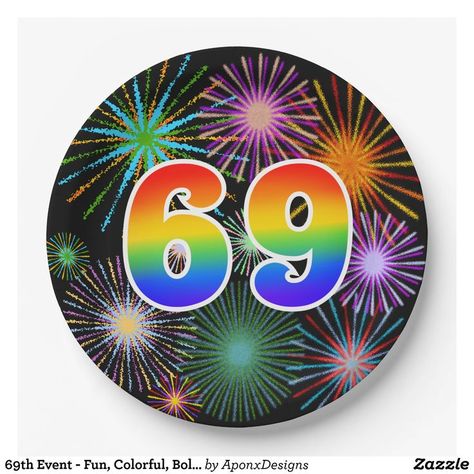 69th Event - Fun, Colorful, Bold, Rainbow 69 Paper Plates 69th Birthday, Paper Plate Design, 58th Birthday, 89th Birthday, Fourth Birthday, Third Birthday, Paper Plates Party, Birthday Greeting, Plate Design