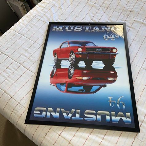 size 18” x 24” poster of a red 1964-1994 mustang. Framed in black frame with plexi glass. Poster good condition poster has 4 pinholes in each corners but you can’t see them in the frame as it covers them. 1994 Mustang, Anniversary Poster, Plexi Glass, 30th Anniversary, Ford Mustang, Black Frame, Mustang, The Frame, Ford