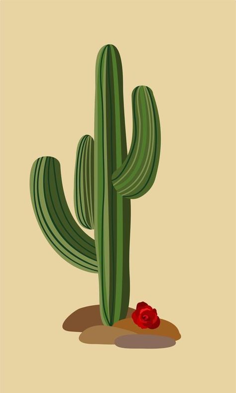 Vector isolated illustration of cactus with red rose lying near. Wild America. Retro cowgirl concept. Cactus Vector, Retro Cowgirl, Cactus Illustration, North York Moors, Fishing Villages, Robin Hood, Vector Background, Red Rose, Cactus Plants