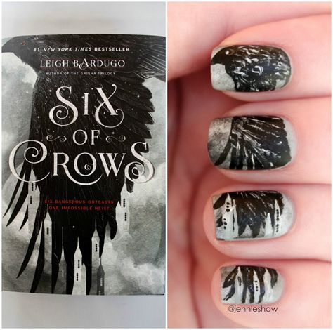 Baby Crows, Skull Nails, Nails Inspired, Crow Skull, Crooked Kingdom, The Grisha Trilogy, Crow Art, Word Nerd, Inspired Nails