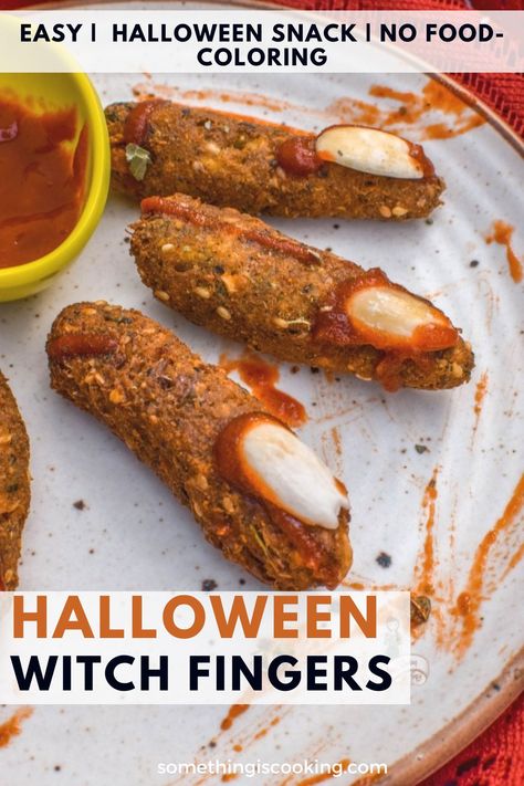 How To Make Fries, Halloween Indian, Witch Fingers, How To Make Falafel, Horror Movie Night, Soaked Almonds, Witches Fingers, Easy To Make Appetizers, Falafels