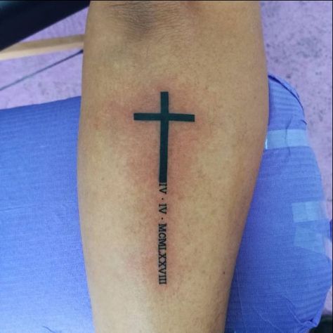 Cross Tattoos Designs, Cool Cross Tattoos, Roman Numbers Tattoo, Cross Tattoo On Hand, Tattoos Cross, Cross Tattoo On Wrist, Arm Tattoos For Guys Forearm, Wave Tattoo Design, Women Looks