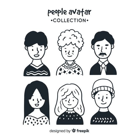 Hand drawn people avatar pack Free Vector