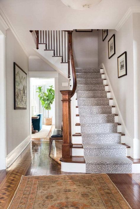 Center Hall Colonial Entryway, Colonial Staircase, Cece Barfield Thompson, Cece Barfield, Updated Colonial, Colonial Home Interior, Colonial Remodel, Colonial House Interior, Pergola Outdoor Living