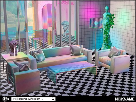 Sims 4 Living Room Ideas, Give Me A Nickname, Sims 4 Cyberpunk, Sims 4 Star Wars, Glass Dining Room Sets, Sims 4 Living Room, Living Room Sims 4, Sims 4 Cc Furniture Living Rooms, Los Sims 4 Mods