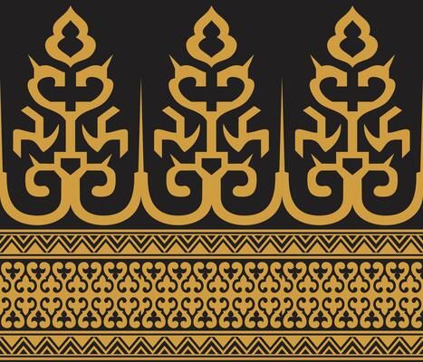 Pattern Malay Riau Batik Songket Tenun, Weaving Corak Motif Pucuk Rebung Kuntum Mambang Melayu patterns, Traditional Classic handwoven black with gold threads vector 21042422 Vector Art at Vecteezy Gold Threads, Batik, Vector Art, Vector Free, Vector Illustration, Royalty, Royalty Free, Weaving, Design Inspiration