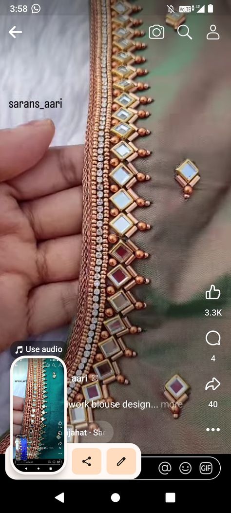 Diamond Work Blouse, White Zardosi Work Blouse, Pattupavadai Aari Work, Aari Work Blouse Under 1000, 1000 Rs Aari Work Design Blouse, Aari Blouse Neck Design, Aari Neck Designs For Blouse, Easy Aari Work Designs, Arri Work Hand Design Simple