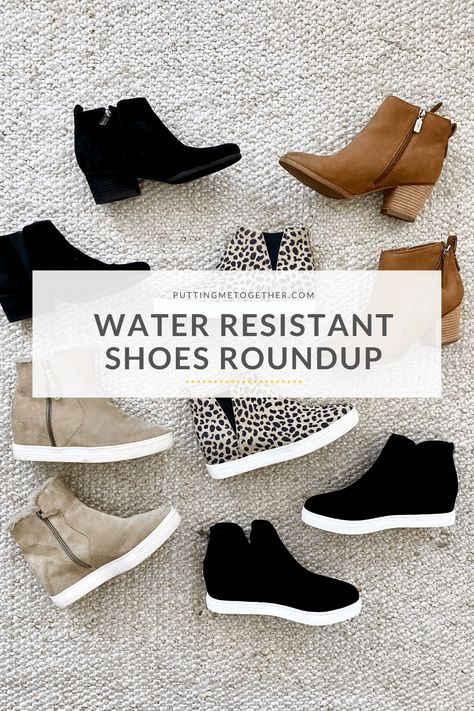 Water Resistant Shoes (That Aren't Rain Boots) MEGA Roundup Water Proof Shoes Women, Cold Weather Shoes Women, Rainy Shoes, Rain Shoes Women, Tall Tan Boots, Winter Work Shoes, Cold Weather Shoes, Water Resistant Shoes, Style Help