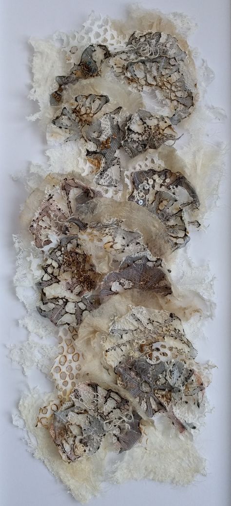 Fungi/lichen. marianjazmik.co.uk Embroidery Designs By Hand, Mixed Media Textile Art, Textiles Sketchbook, A Level Textiles, Mixed Media Textiles, Growth And Decay, Creation Art, Textiles Projects, Creative Textiles