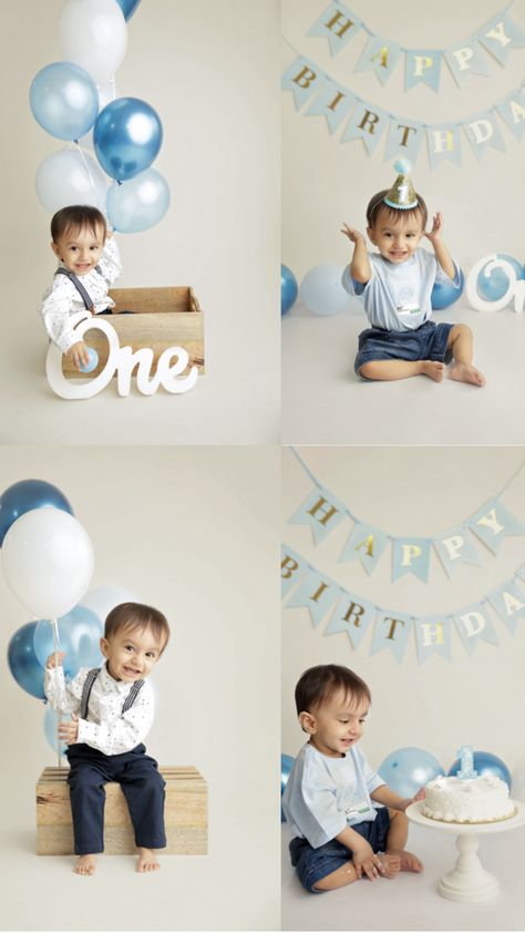 1st birthday cake smash for baby boy. Blue and white with One sign, balloons and bunting. In-home session, Goa 1yr Baby Boy Photoshoot, 1st Bday Decoration Ideas Boy, Baby Boy Photo Shoot Ideas 1 Year At Home, 1st Birthday Photoshoot Ideas At Home, Home Cake Smash Photo Shoot, Minimalist Birthday Photoshoot Ideas, Baby Boy 1st Birthday Photo Shoot Ideas Indoor Diy, Baby 1st Birthday Themes Boys, Baby Boy Birthday Photoshoot Ideas