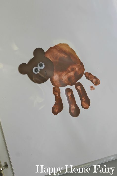 Brown Bear Handprint, Bear Handprint, Bear Crafts Preschool, Brown Bear Brown Bear Activities, Bear Activities, Thanksgiving Activities For Kindergarten, Hand Turkey, Thanksgiving Activities Preschool, Thanksgiving Crafts For Toddlers