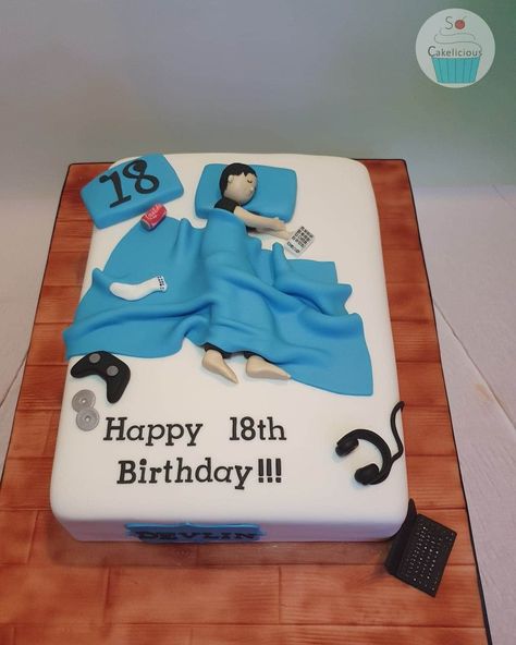 Lazy Cake Design, 18th Birthday Cake Boys, Boys 18th Birthday Cake, Starbucks Birthday Party, Starbucks Birthday, 18th Cake, Lazy Boy, 13 Birthday Cake, Funny Birthday Cakes