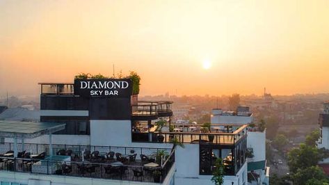 Diamond Sky Bar - Rooftop bar in Hanoi | The Rooftop Guide Sky Bar Rooftops, Sky Ladder, Rooftop Bars Los Angeles, Ladder Bar, Hanoi Old Quarter, To The Lighthouse, Lounge Music, Sky Bar, Best Rooftop Bars