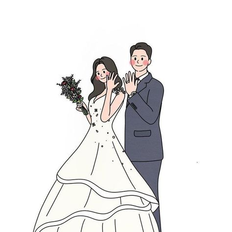 Wedding Illustration Card, Chinese Wedding Invitation, Wedding Artwork, Electronic Wedding Invitations, Couple Clipart, Wedding Drawing, Pop Art Girl, Portrait Cartoon, Wedding Illustration