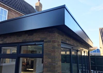 Hook Over Fascia System | Aluminium FX Flat Roof Extension Guttering, Flat Roof Fascia, Fascia And Soffit Ideas, Fascia Board Ideas, Roof Fascia, Fascia Gutter, 60s House, Flat Roof Extension, Roof Trim