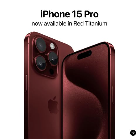 Apple has announced a new Red Titanium color for the iPhone 15 Pro and iPhone 15 Pro Max! You can pre-order the new color on April 5th and will be available on April 9th. Now make sure to check the second image! Iphone 15 Pro Colors, Iphone 15 Pro Max Colors, Iphone Red Aesthetic, Cose Aesthetic, Smartphone Concept, Bottles Decoration Wedding, Mens Luxury Lifestyle, Red Iphone, Twenty Twenty