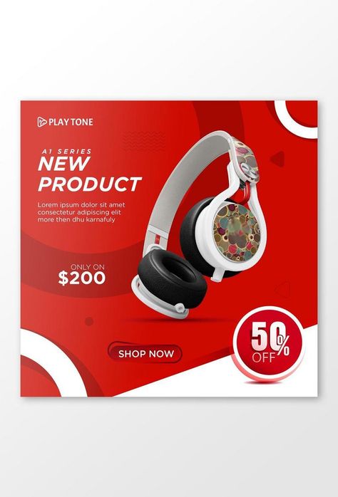 Red color Headphone Product Social Media Post Banner#pikbest#templates Red Social Media Design, Valentines Social Media, Light Red Color, Presentation Video, Powerpoint Word, Banner Images, Social Media Advertising, Vector Artwork, Media Post