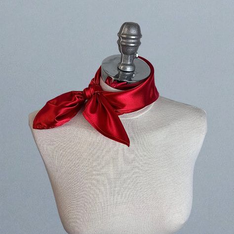 Satin Neck Scarf , Red Scarf, Various Colors Scarf , Red Neck Tie Women Accessories Square Scarf Other Colors Available on Demand - Etsy 50s Neck Scarf, Red Outfit Accessories, Red Satin Outfit, Red Neck Scarf, Red Scarf Outfit, Red Ascot, Satin Neck Scarf, Neck Tie Women, Blueberry Cow