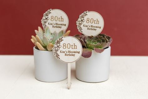 Personalized Party Favors 80th 50th 60th Birthday Thank You Favors,Custom Birthday Plant Stick Tags, 40th 30th 70th Party Favor Plant Stake by HelixAndBirch on Etsy Plant Gift Tags, 50th Party Favors, 80 Th Birthday, Succulent Party Favors, Succulent Party, Plant Stick, Plant Sticks, First Birthday Favors, Party Favors Birthday