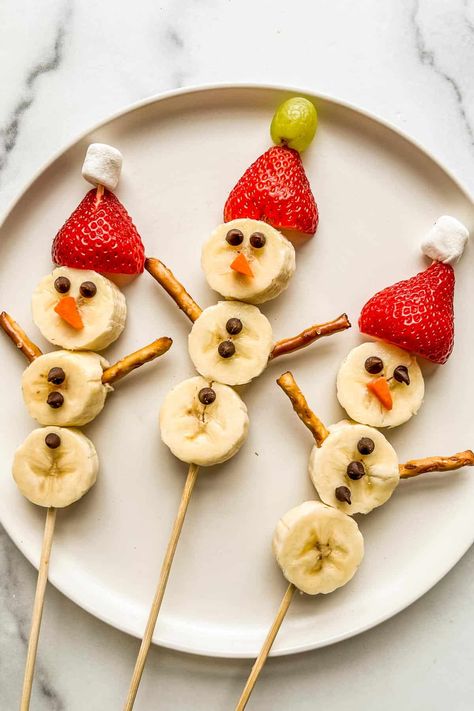 Easy Holiday Snacks, Healthy Christmas Snacks, Healthy Christmas Treats, Snowman Treats, Preschool Snacks, Healthy Christmas, Holiday Snacks, Christmas Lunch, Cute Snacks