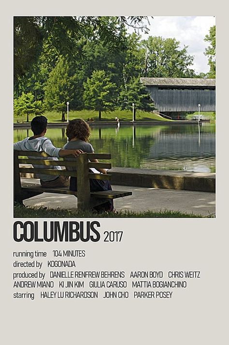 Columbus Movie, Columbus 2017, Minimalistic Polaroid Poster, Michelle Forbes, Indie Movie Posters, Parker Posey, Haley Lu Richardson, John Cho, It Happened One Night