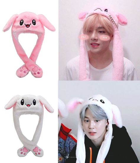 Jimin Ear, Bunny Cap, Army Accessories, Kawaii Hat, Whatsapp Wallpaper Cute, Ear Cap, Cap Girl, Cozy Accessories, Bunny Hat