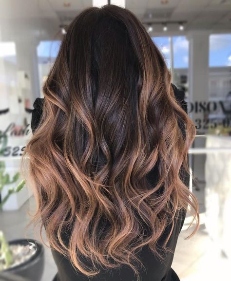 Black Brown Hair with Caramel Contouring Black Brown Hair, Black Hair Balayage, Brown Ombre Hair, Caramel Highlights, Hair Color Light Brown, Brunette Balayage Hair, Brown Hair Balayage, Brown Balayage, Ombré Hair