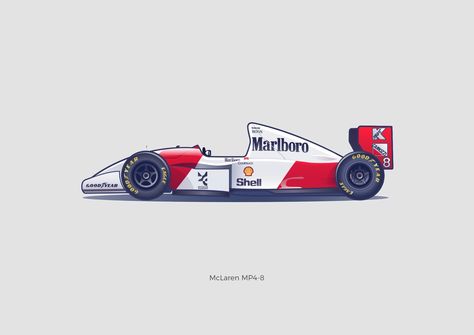 Senna's MP4/8 - F1 poster, Classic Formula 1 Print  A premium illustration of Senna's MP4/8. Printed on a beautiful 230gsm archival matt photo paper, Chosen specifically for this series of automotive artwork. The print has an extremely high quality finish, with sharp detailing and vivid colours, Making this a great gift for him or her that you won’t find on the high street. One of the most iconic Formula 1 cars of all time. I chose to create a small series of car art that focused on the defining lines and characteristics of the MP4/8 rather than creating a photorealistic drawing of it. All prints are made to order so please allow 1-2 days for dispatch. Prints are UNFRAMED. All prints are inspected for quality. Carefully wrapped and rolled. Shipped in a durable postal tube. Printed colours F1 Car Illustration, Formula One Art, Formula 1 Art, Premium Illustration, F1 Artwork, Formula 1 Cars, Small Posters, Cars Illustration, Aryton Senna