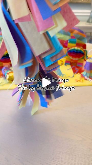 Felicia Pettit | CREATING PARTIES & GIFTS on Instagram: "🎉Cinco de Mayo DIY party tassel. Start by folding multi colored tissue paper in half. Staple string to the top of tissue paper. Then cut 1” strips in tissue paper making the fringe. Hang your festive tassel fringe along walls, tables, or on balloons for a vibrant touch to your celebration! 🎉   Like, Follow, & Save for parties  #cincodemayo #fiesta #cincodemayoparty #fiestaparty #diyparty #diypartydecor #partyideas #party #partydecor #partydecorations" Diy Party Tassels, Tissue Paper Fringe Garland, Mayo Diy, Tissue Paper Garlands, Simple Songs, Super Simple Songs, Tissue Paper Tassel, Paper Making, The Fringe