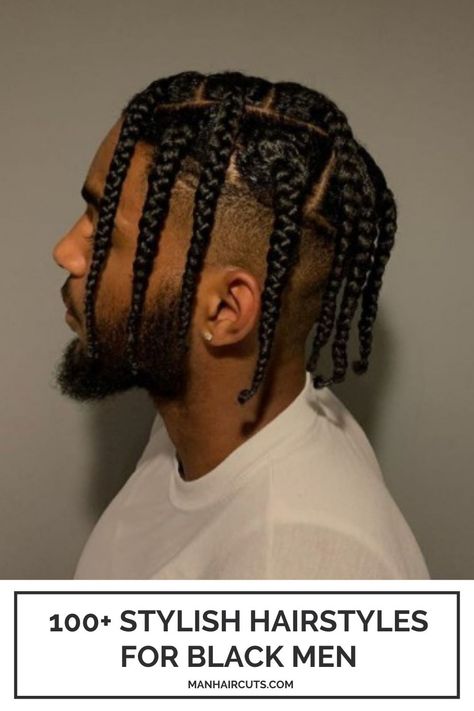 Big Twist Hairstyles Men, Plaits Braids Men Fade, 2 Braid Hairstyles For Men, Braids With Fade Men Black, Box Braids With Fade Men, 4 Box Braids Men, Hair Jewelry For Braids Men, Box Braid For Men, Big Twist Braids Hairstyles Men