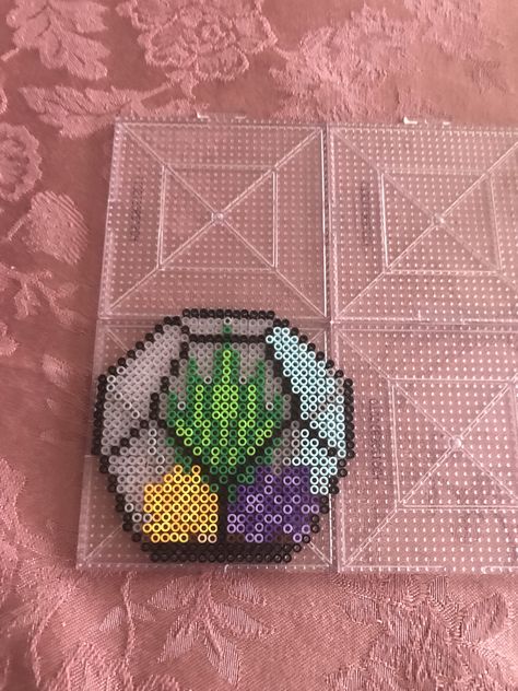 Perler bead plant made by Kelsey Flaherty Crystal Perler Beads, Crystal Perler Bead Patterns, Perler Bead Plant Pattern, Perler Bead Patterns Plants, Plant Perler Bead Patterns, Flower Perler Beads, Perler Bead Succulent, Perler Bead Plants, Plant Perler Beads