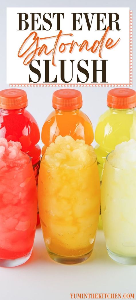 Gatorade Slushie, Diy Gatorade, Easy Recipe Kids, Homemade Slushies, Fun Holiday Drinks, Homemade Electrolyte Drink, 3 Ingredient Recipe, Slushie Recipe, Homemade Hot Cocoa