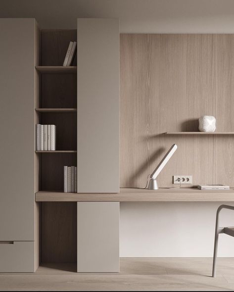 Modern Bedroom Desk Design, Minimalist Built Ins, Concept Images Interior Design, Home Office Millwork, Book Shelf With Desk, Study Room Minimalist, Tall Unit Design, Minimal Study Room, Study Joinery