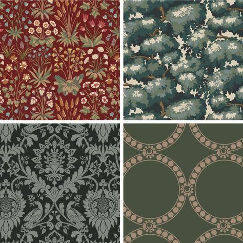 Tips for creating coordinating patterns in historic pattern styles Design Article, Historical Patterns, Medieval Pattern, Rococo Art, Pattern Sketch, Vector Patterns Design, Historical Eras, Coordinating Patterns, Patterns Design