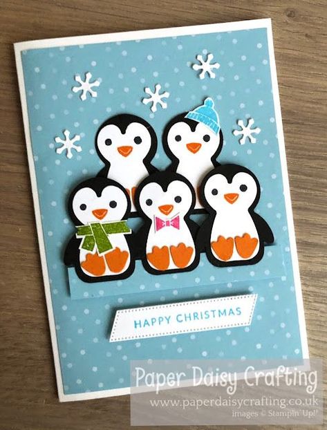 Paper Daisy Crafting: The Project Share December Blog Hop - Just Die Cuts and Punches Su Penguin Builder Punch, Penguin Punch Stampin Up Cards, Stampin Up Penguin Punch Cards, Playful Penguins Stampin Up Cards, Stampin Up Penguin Cards, Stampin Up Penguin Builder Punch, Stampin Up Penguin Punch, Penguin Cards Handmade, Penguin Place Stampin Up Cards