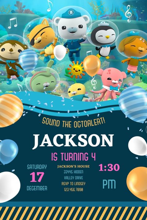 Octonauts birthday invitation template 1 This is an editable Canva digital invitation. Octonauts Birthday Invitations, Octonauts Birthday Party Invitations, Octonauts Invitation, Octonauts Birthday Party, Captain Barnacles, Octonauts Party, Colourful Birthday, 1st Birthday Themes, Birthday Wallpaper