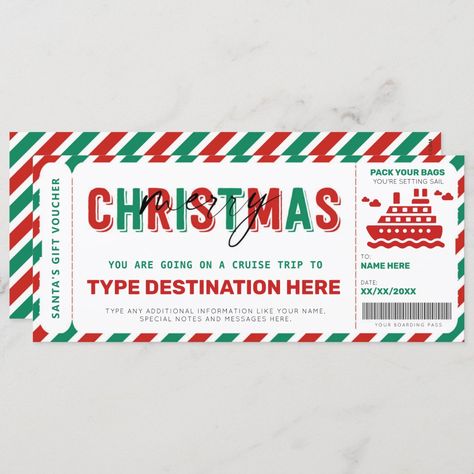 Cruise Boarding Pass Christmas Ticket Gift Voucher Christmas Ticket, Gift Tickets, Concert Ticket Template, Boarding Pass Template, Ticket Card, Christmas Manicure, Ticket Design, Ticket Template, Christmas Gift Shop