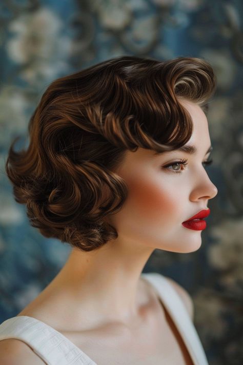 Ethereal Short Hair, Hairstyles For Short Relaxed Hair, Vintage Bob Hairstyle, Short Relaxed Hair, Pin Up Hairstyles, Vintage Short Hair, Short Wavy Hairstyles, Short Relaxed Hairstyles, Short Hair Waves