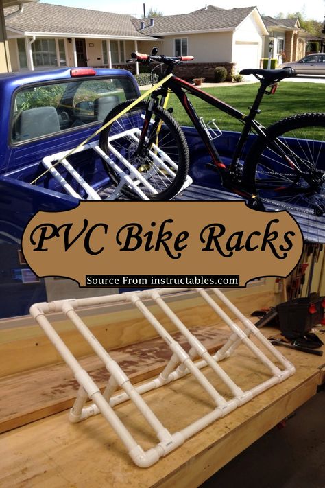 24 DIY Truck Bed Bike Rack Plans Pvc Bike Rack Diy, Truck Bed Bike Rack Diy, Bike Rack Diy, Kayak Rack For Truck, Pvc Bike Racks, Truck Bed Bike Rack, Truck Bike Rack, Diy Truck Bedding, Diy Bike Rack